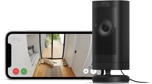 Ring Stick Up Cam Pro Außenüberwachungskamera mit Netzadapter, Schwarz